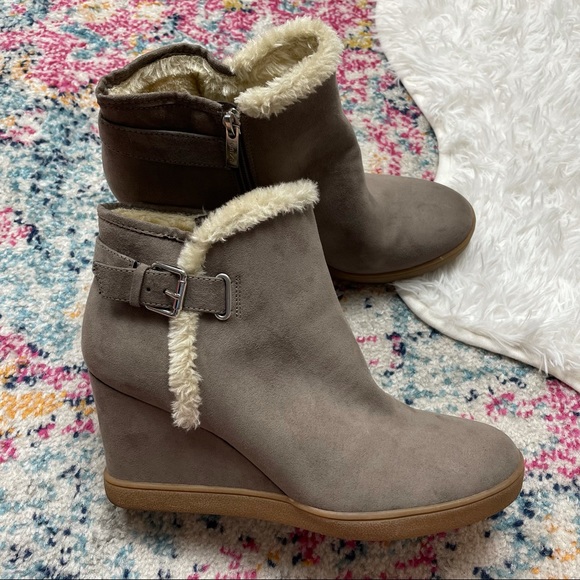 Unisa Mobii Faux Fur Suede Wedge Bootie 